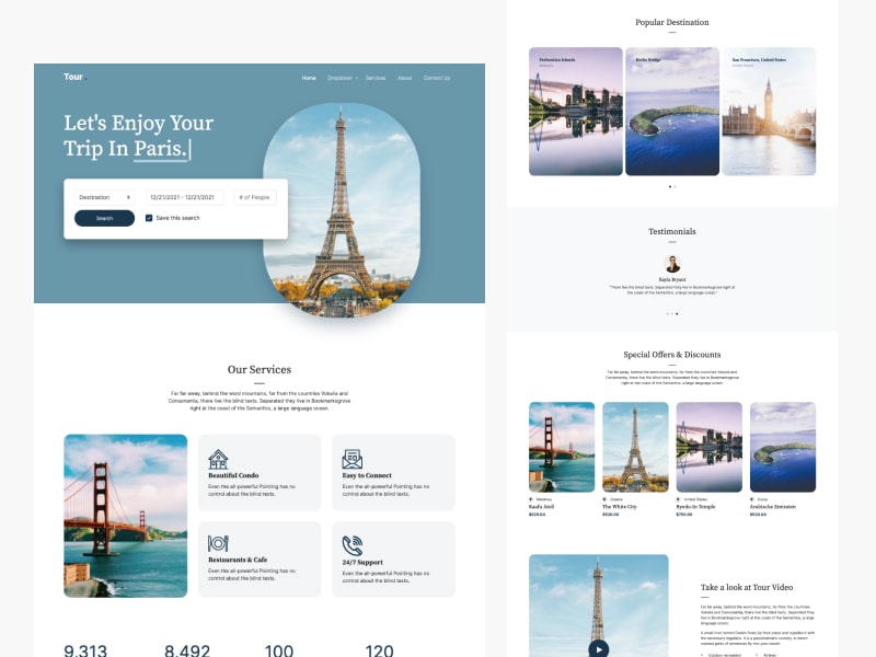 Tour Free Bootstrap Template for Travel agency